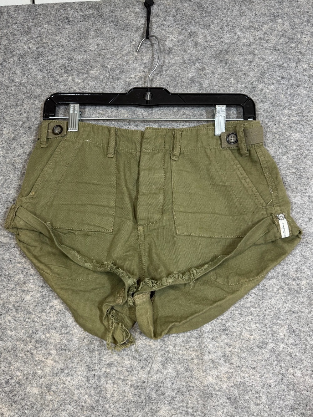 One Teaspoon Olive Green Distressed Denim Shorts Size 25 Boho Festival Cutoff